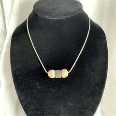 Sterling Silver Necklace with Beaded Pendant Boho Style 18” Tube Chain Stamped