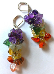 GEMSTONE Amethyst Citrine Carnelian DANGLE earring SP Leverback handcrafted XGET
