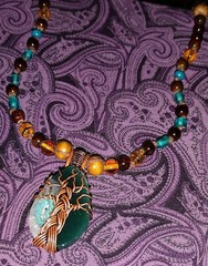 Tree Of Life Wire Wrap Agate Slice Necklace Handcrafted USA Gift NIB Rare OOAK