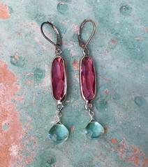 Tourmaline tone Silver Sundance charm handmade earrings Artisan Jewelry