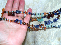 VINTAGE SEMI-PRECIOUS GEMSTONE ENDLESS STRAND NECKLACE 48″ LONG