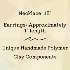 Necklace and Earrings Set – Blue, Brown, Cream and Brass – Unique Polymer Clay
