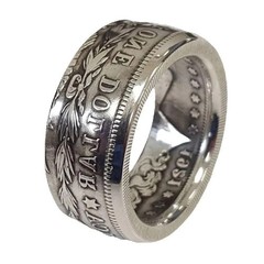Silver Dollar Coin Ring Size 7-13 Handmade Crafted Rare Silver Morgan Men Ring