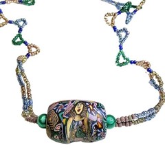 Psychodelict Clay Bead With Seed Beads Necklace