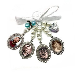 Custom Bridal Bouquet Wedding Charms, 1 to 5 Photos or Handwriting with Angel