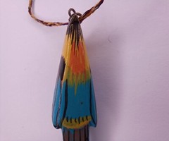 Carved Wood Parot Wooden Pendant Necklace On Cord