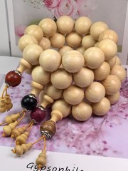 Cypress Wood Mala Beads 20mm Collectible Wooden Buddhist Prayer Bead Bracelet