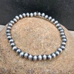 5mm Navajo Pearl Bracelet Sterling Silver 925 Stretch Southwestern 6-7″ Stacking