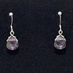 Light Rose Swarovski Crystal Briolette Earrings Sterling Silver