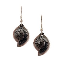 Anju Antiqued Pewter Seashell Shiny Pewter Back Plate Dangle Hook Earrings – NEW