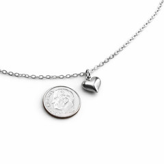 Surgical Stainless Steel Puffed Heart Charm Necklace – Chain – Lobster Clasp