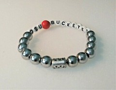 Red Glass and Silver Metal Beaded Bracelet -One Of A Kind