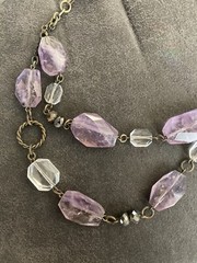 Genuine Ametrine Stone necklace. Faceted. Brass Chain Necklace. Rare.