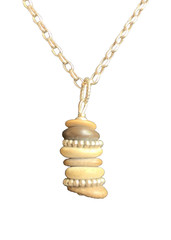 Sterling Silver 925 22” ROLO chain Natural Stone Pendant & Earrings Set Artisan