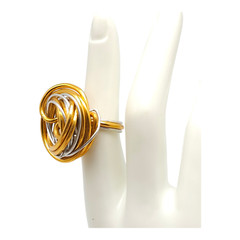 Silver and Gold Tone Multi-Wire Wrap Ring Artisan Vintage Size 6