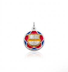 925 Sterling Silver FC Barcelona Soccer Badge Pendant, Futbol Charm, Engravable