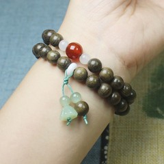 8mm Double-Layer Dark Wood Buddhist Prayer Bead Bracelet for Men