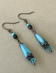 Aqua Picasso Bronze Earrings Smokey Quartz Gems Sundance Treasures Jewelry