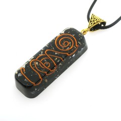 Black Tourmaline Orgone Chokurei Pendant Gold OR Silver + FREE Gold Chain EMF 5G