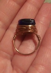 Handmade Copper Wire Dark Blue Glass Stone Ring