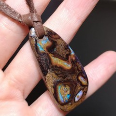 48cts Australian Boulder Opal genuine leather Necklace Beautiful pattern