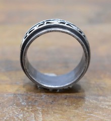 Ring Sterling Silver Etched Band Spinner Ring