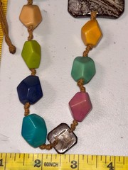 Boho Statement Necklace Coconut Shell Tagua Nut Wood Bead Adjustable Cord Multic