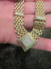 Vintage Avon Golden Omega Crystal Necklace with Rhinestones Pendant Panther geor
