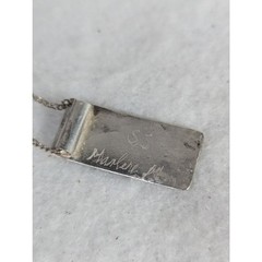 Sterling Silver etched Pendant13/8’x 5/8″Oxidized rustic Tube bail 18″ SP chain