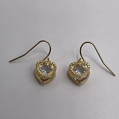 Heart Earrings CZ Rhinestone Cage Dainty Boho Charm Pendant 18k Gold Plated Hook