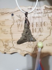 Puerto Ricos Trigonolito Cemi Necklace Hand-made And Handpainted From Wood.