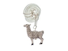 Lama Alpaca Necklace Miniblings Animals Hoofed Animal Wool Ceramic White 45Cm