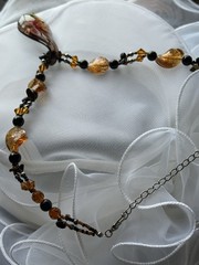 VTG ARTISAN MURANO MULTI-SHAPE BEADED NECKLACE TEARDROP GLAS/BOHO/FLOWER PENDANT
