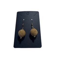 Handcrafted Drop Earrings Cork Bead & Gold Tone Metal Lightweight 2 Inches