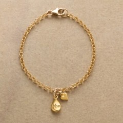 Mothers day love mom heart charm bracelet 14k Gold plated silver Sundance style
