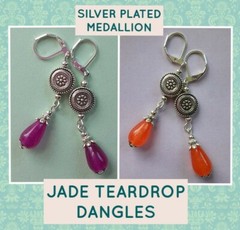 JADE MEDALLIONS Dangle Lever back SP handcrafted YOU CHOOSE