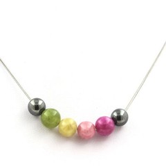 Minerals And Gemstones. Multicolored Tourmaline Bead Necklace + Hematite