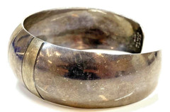 Vntg Taxco Mexico Sterling Silver With Gold Accents Cuff Bracelet- 6″ – 24.7g