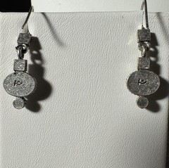 Vintage Signed LC Sterling Silver Gray Pearl Artisan DangleEarrings HandmadeBoho