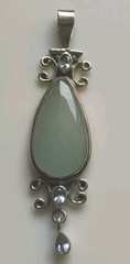 Aventurine Pendant With Aquamarine In Silver 925. #0048