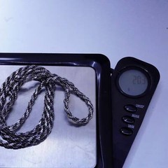 24” 3mm, vintage Italian sterling silver 925 rope chain necklace
