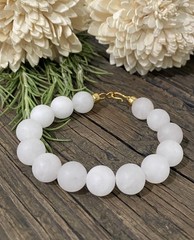 Matte Rose Quartz Stretch Bracelet, Pale Pink Jumbo Beads