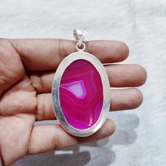 Agate Gemstone Pendant Natural Agate Silver Pendant Handmade Pendant Jewelry