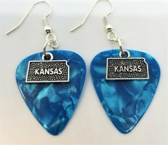 State of Kansas Charm Guitar Pick Earrings – Pick Your Color