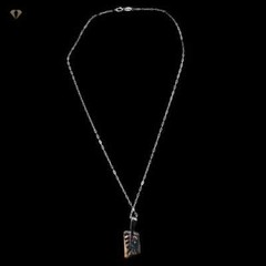 Boulder Opal Necklace- Trapezoid Shape on Bail, 1.4mm Oval Flat 16″ .925 Sterlin