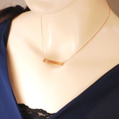 Gift Beautiful!14K Rose Gold Filled Stamped Bar Charm Personalized Necklace 15″