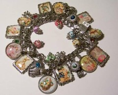 Victorian Easter Theme Charm Bracelet Hand Crafted Glass Dome
