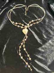 Vintage Stone & Faceted Bead Y-Necklace Cluster Drop Necklace