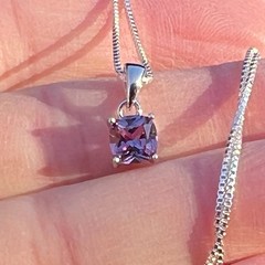 Lab Made Color Change Alexandrite Pendant, Sterling Silver, June Birthstone