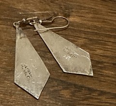 Necktie Shape Earrings Alpaca Inlay Abalone 925 Plated Artisan Handmade Mexico V